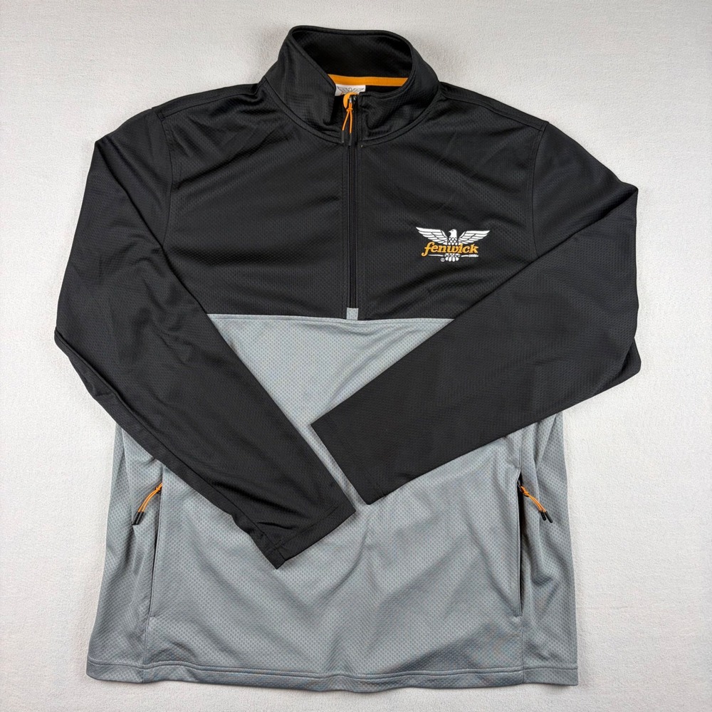 Fenwick Mens 1/4 Zip Sweatshirt XL Black Grey Lightweight Fishing Pullover